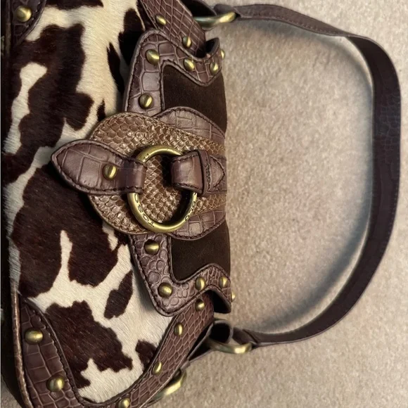 TOSCA BLU Brown Leather & Cowhide Shoulder Bag - Picture 3 of 10